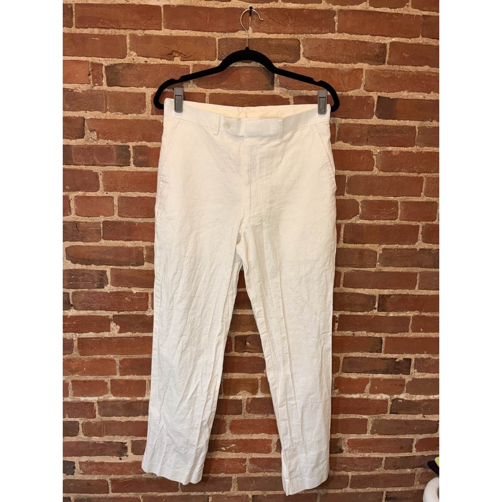 Britches by Samtex Men Linen Rayon‎ Blend Ivory Trousers 32W 32L